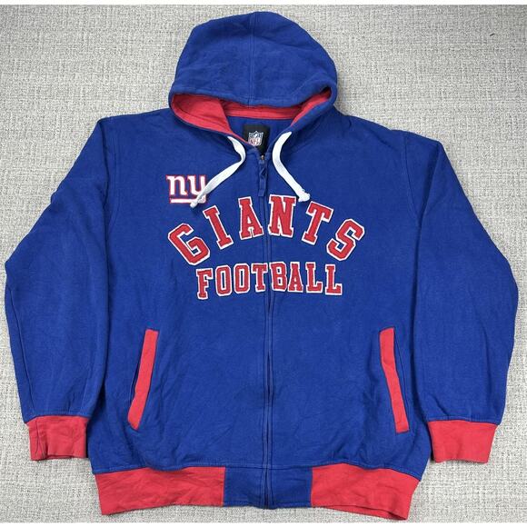 New York Giants Hoodie Sweatshirt Mens XXL Blue Red Football Full Zip G-III - Picture 1 of 13